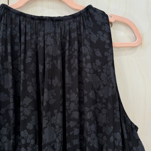 CURRENT AIR Los Angeles Floral Jacquard Top Size Large Charcoal Black Sleeveless - Picture 6 of 11
